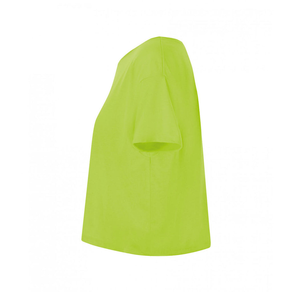 SOL'S Women's Neon Green Maeva Beach Crop T-Shirt