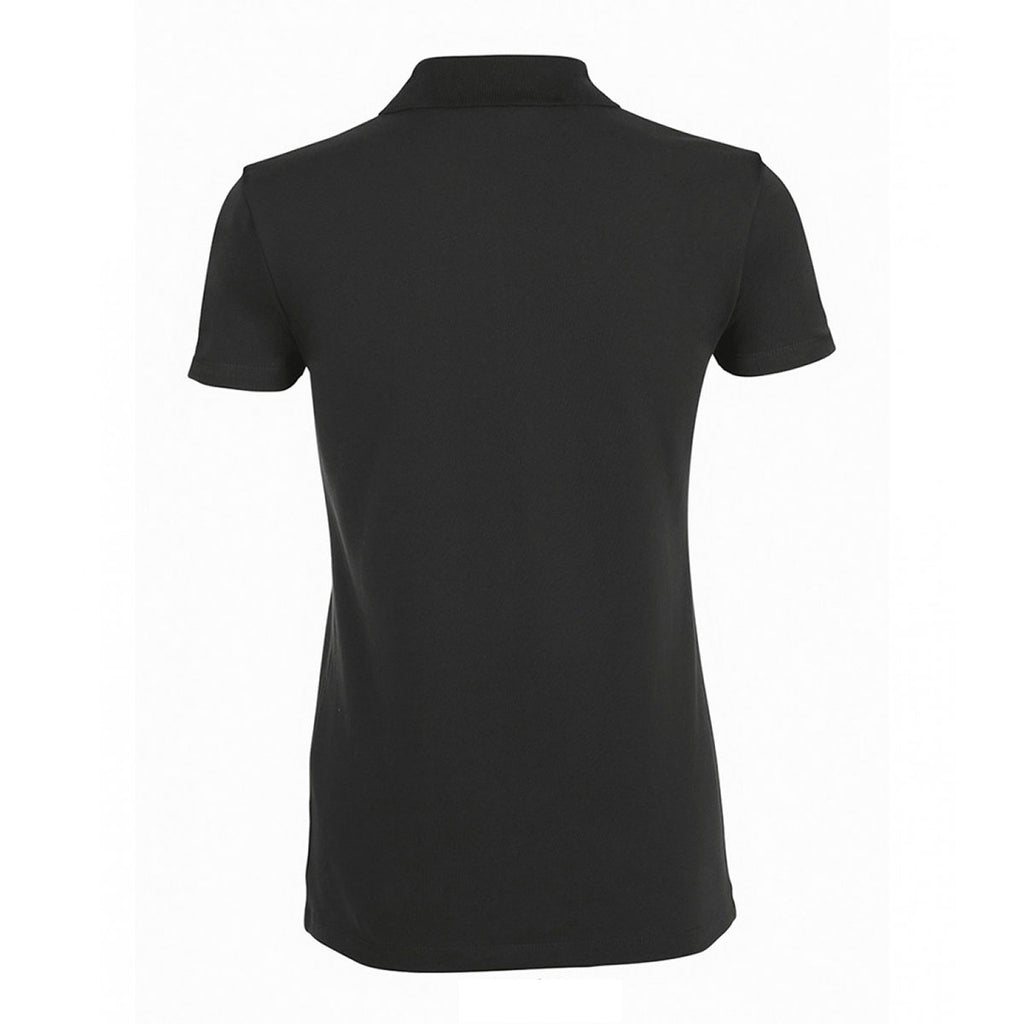 SOL'S Women's Black Phoenix Pique Polo Shirt