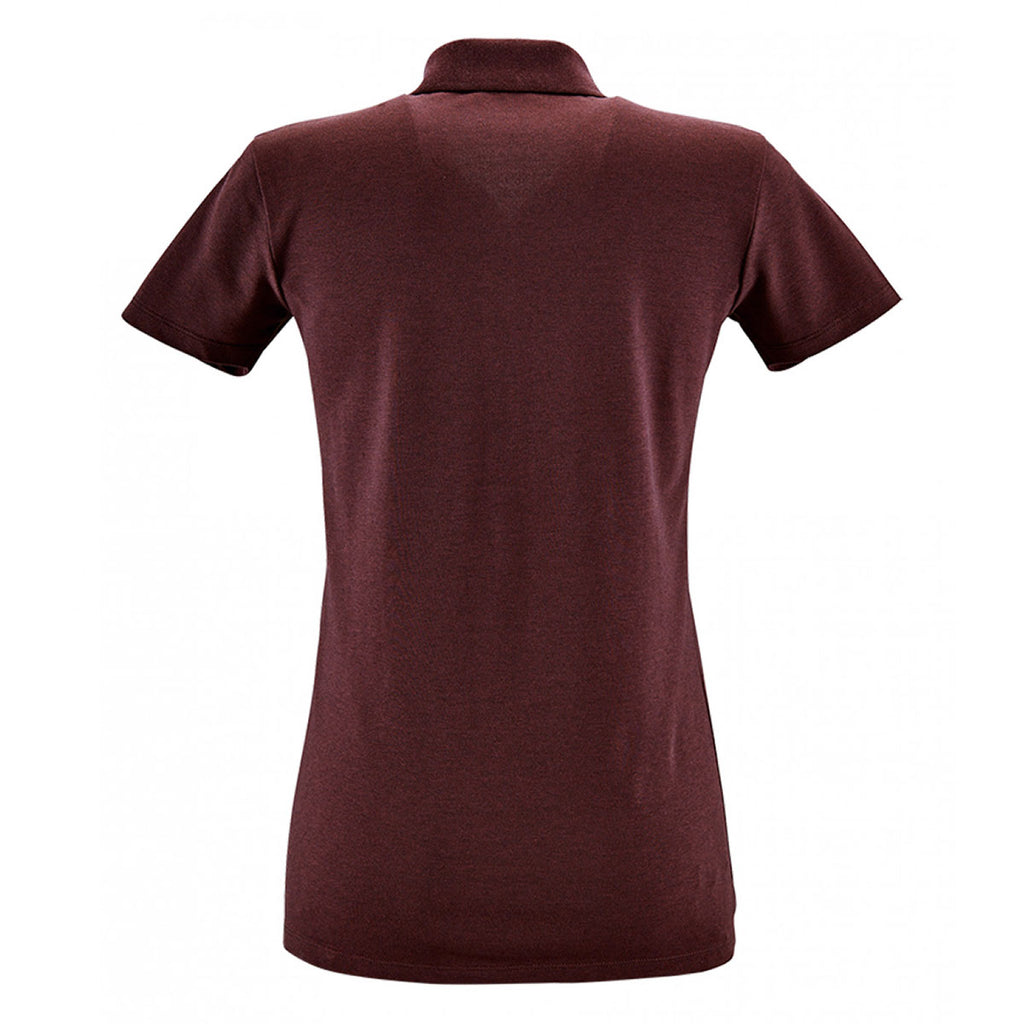 SOL'S Women's Heather Oxblood Phoenix Pique Polo Shirt