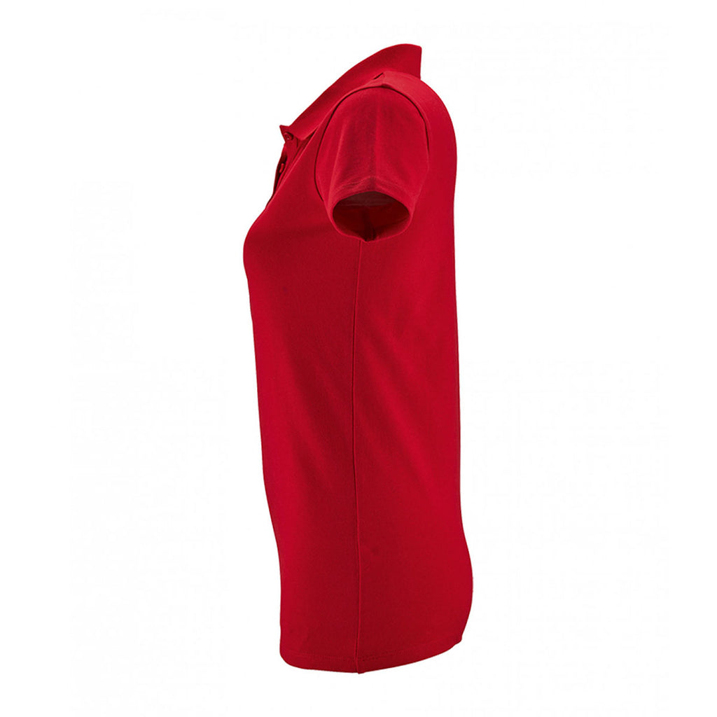 SOL'S Women's Red Phoenix Pique Polo Shirt