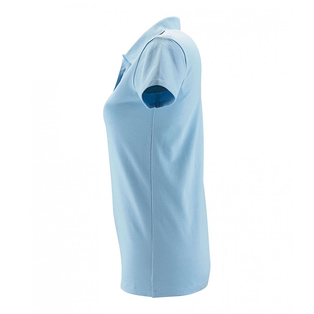 SOL'S Women's Sky Blue Phoenix Pique Polo Shirt