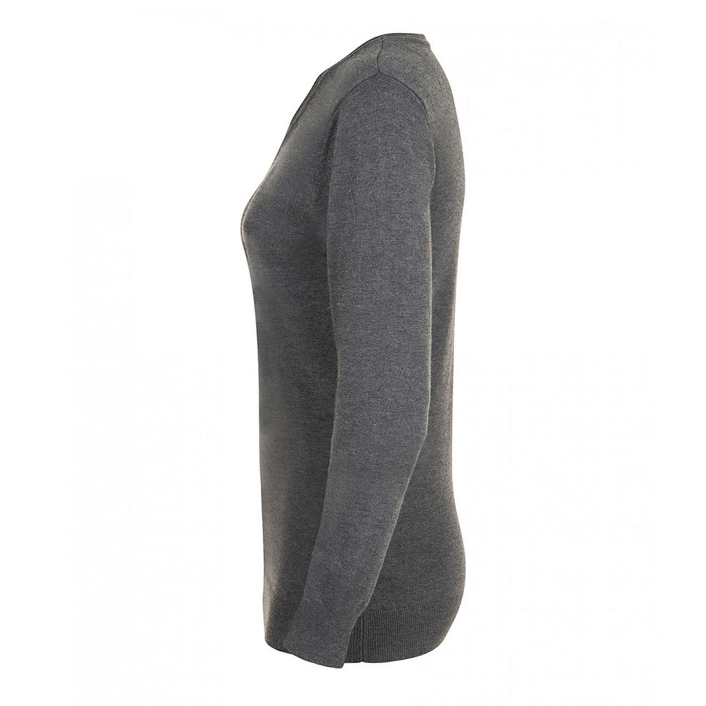 SOL'S Women's Charcoal Marl Glory V Neck Sweater