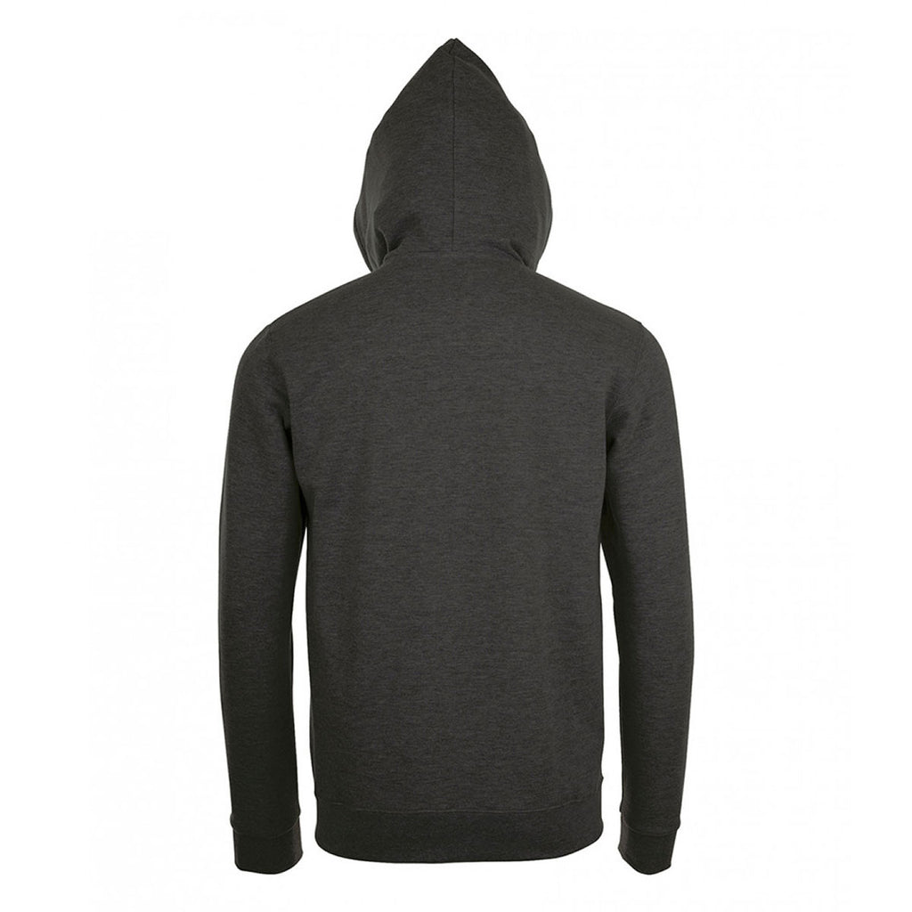 SOL'S Men's Charcoal Marl Stone Zip Hooded Sweatshirt