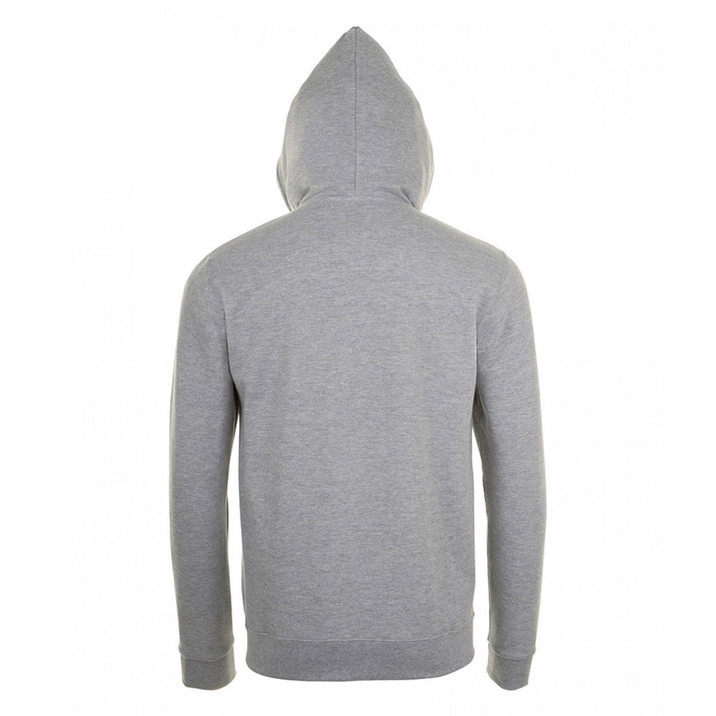 SOL'S Men's Grey Marl Stone Zip Hooded Sweatshirt