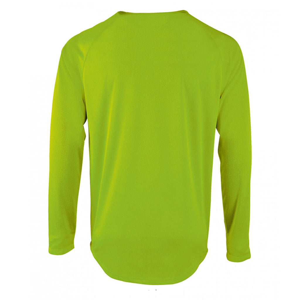 SOL'S Men's Neon Green Sporty Long Sleeve Performance T-Shirt