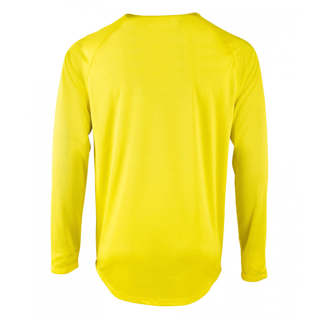 SOL'S Men's Neon Yellow Sporty Long Sleeve Performance T-Shirt