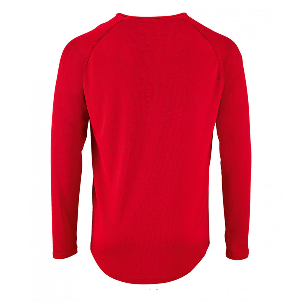 SOL'S Men's Red Sporty Long Sleeve Performance T-Shirt