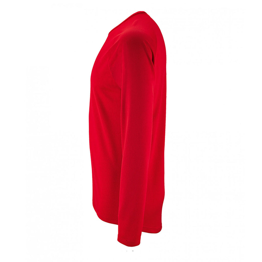 SOL'S Men's Red Sporty Long Sleeve Performance T-Shirt