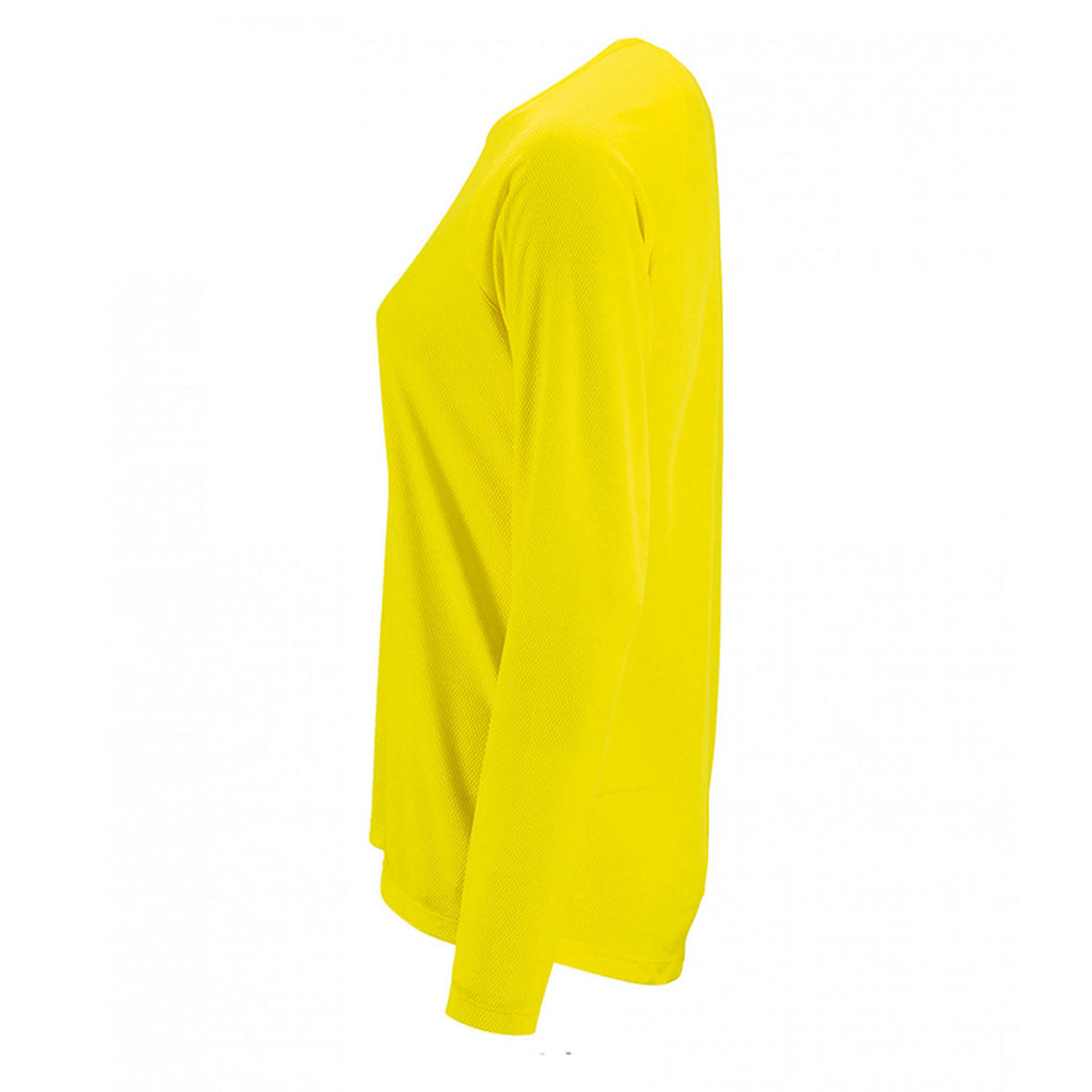 SOL'S Women's Neon Yellow Sporty Long Sleeve Performance T-Shirt