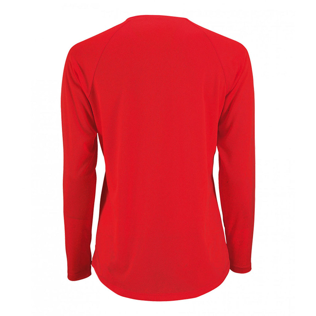 SOL'S Women's Red Sporty Long Sleeve Performance T-Shirt
