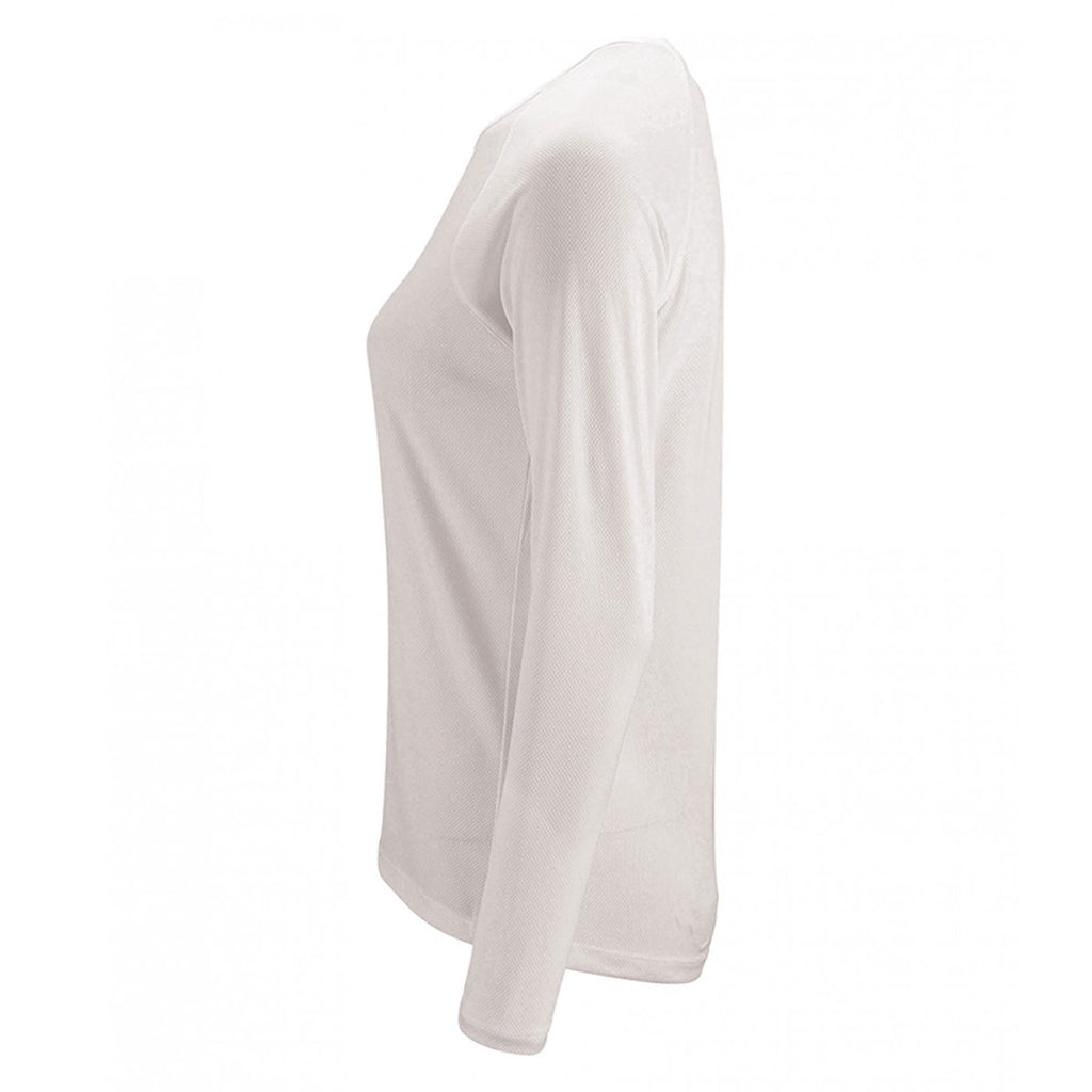 SOL'S Women's White Sporty Long Sleeve Performance T-Shirt
