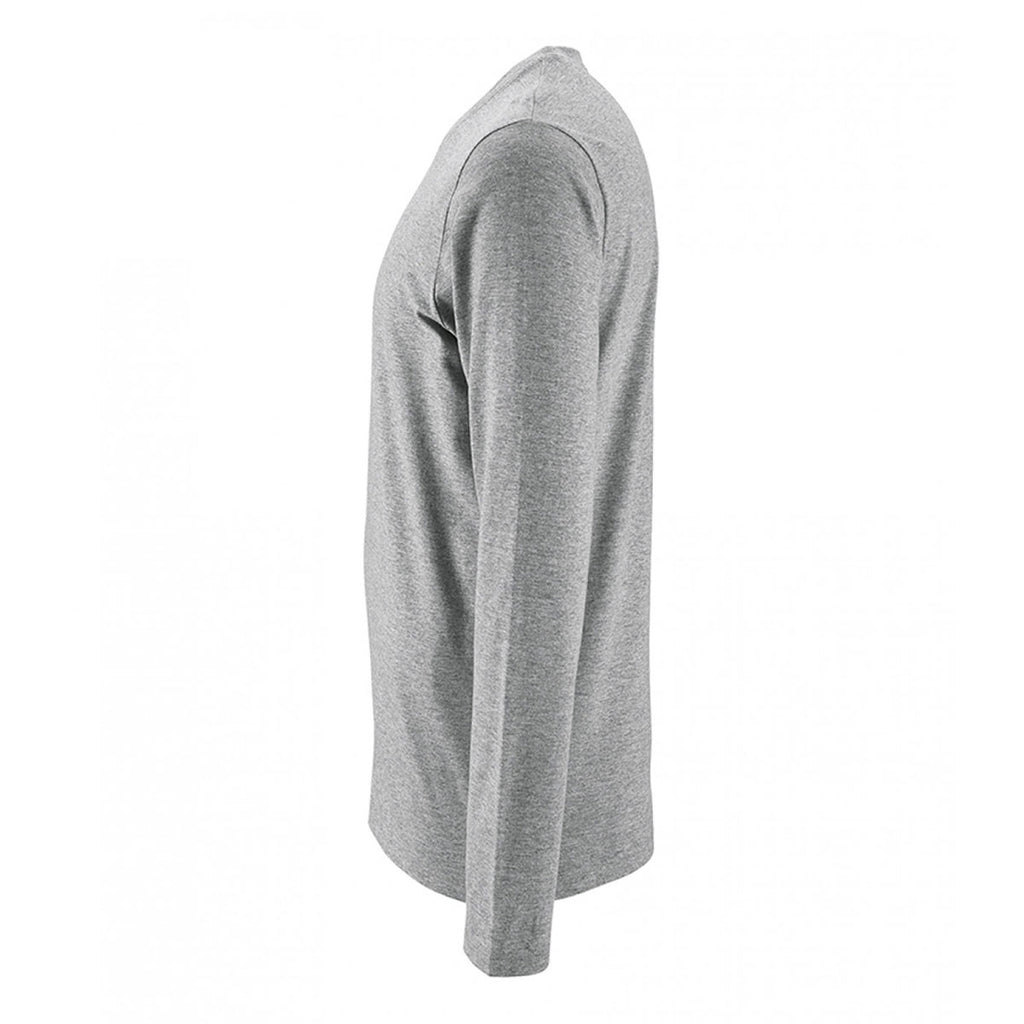 SOL'S Men's Grey Marl Imperial Long Sleeve T-Shirt