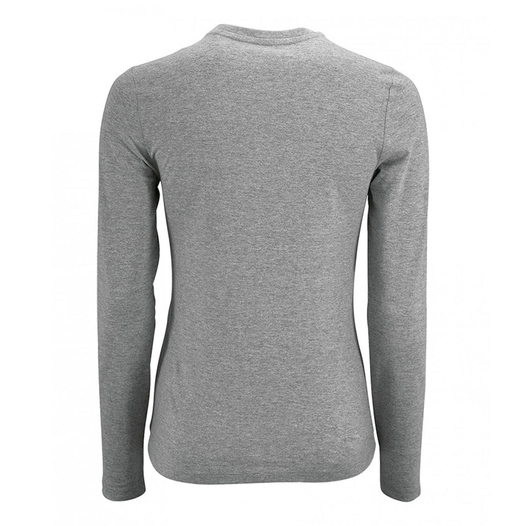 SOL'S Women's Grey Marl Imperial Long Sleeve T-Shirt