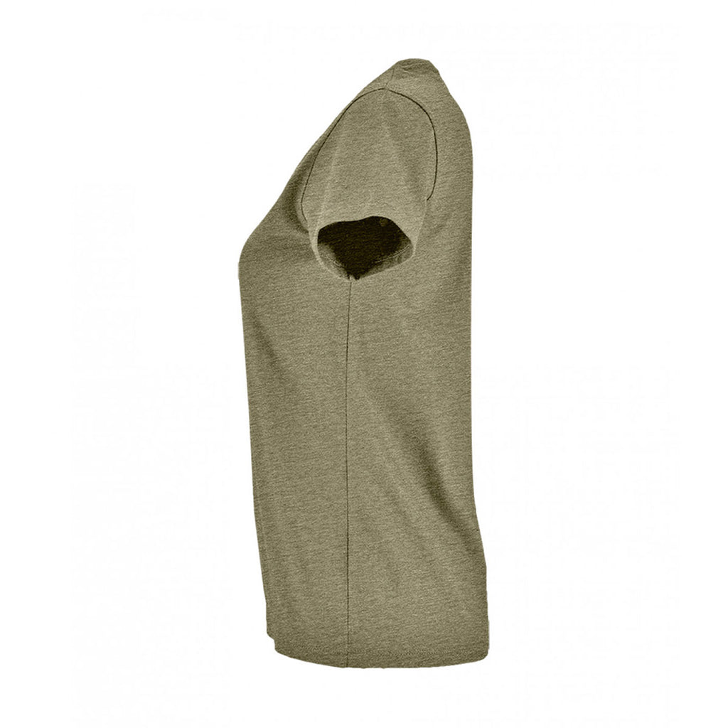 SOL'S Women's Heather Khaki Imperial Fit T-Shirt