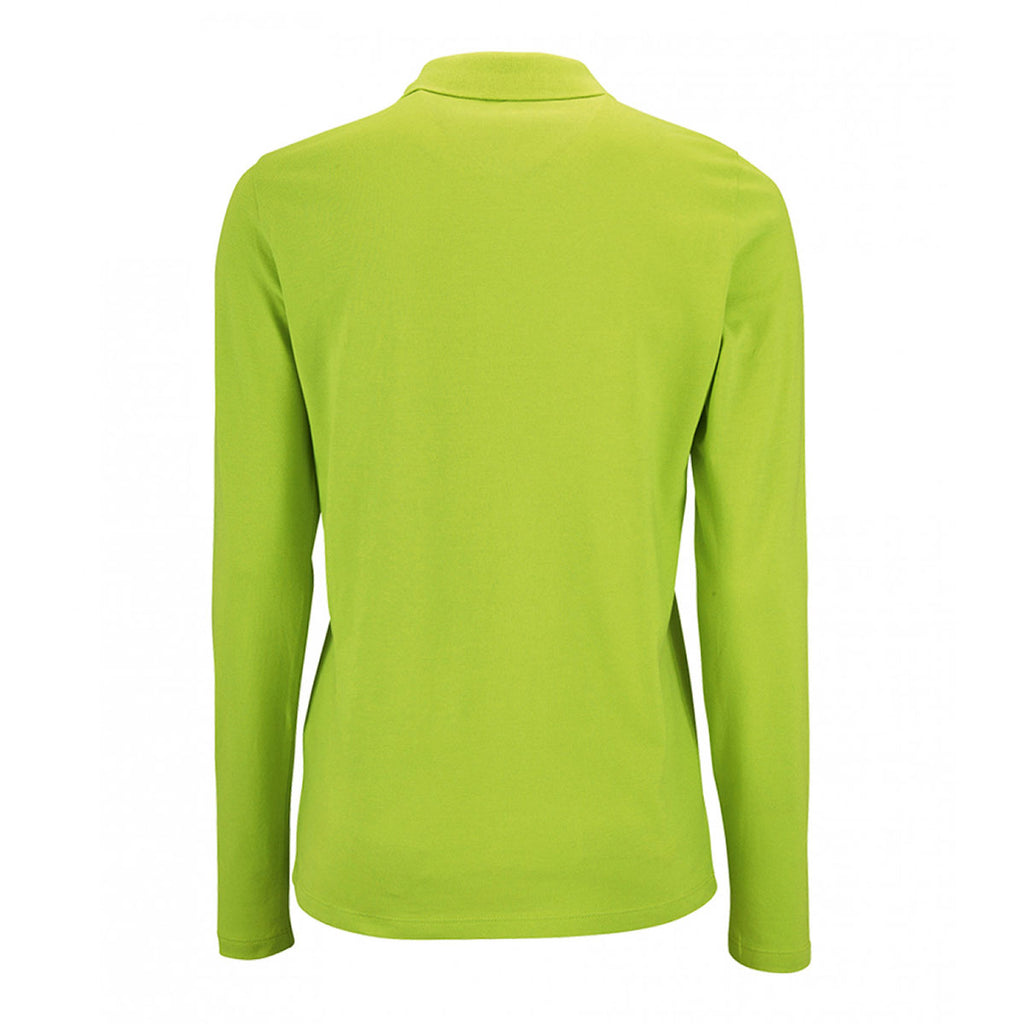 SOL'S Women's Apple Green Perfect Long Sleeve Pique Polo Shirt