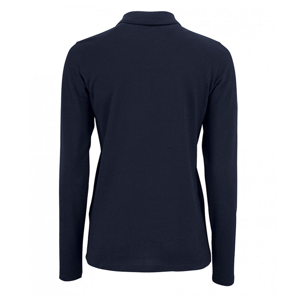SOL'S Women's French Navy Perfect Long Sleeve Pique Polo Shirt