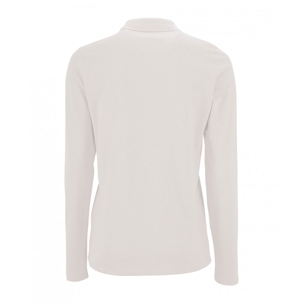 SOL'S Women's White Perfect Long Sleeve Pique Polo Shirt