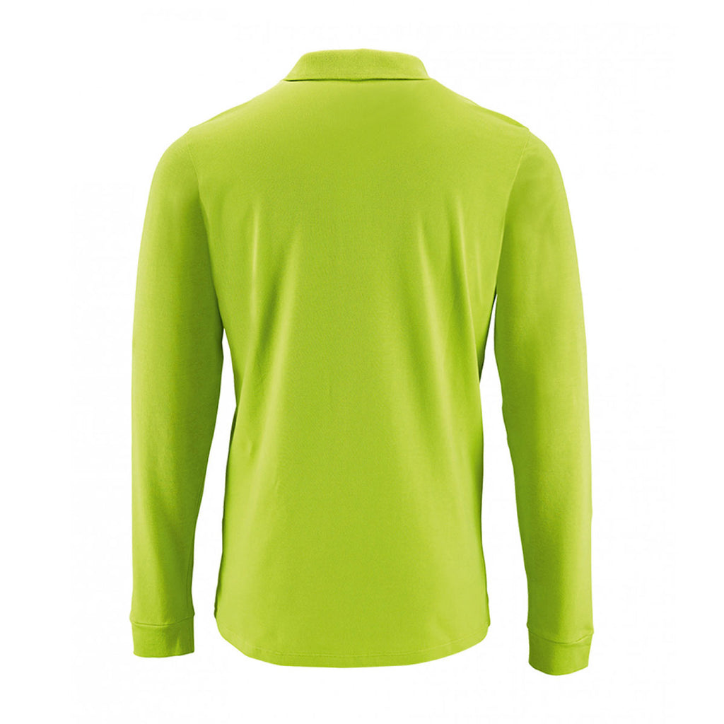 SOL'S Men's Apple Green Perfect Long Sleeve Pique Polo Shirt