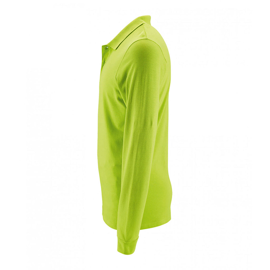 SOL'S Men's Apple Green Perfect Long Sleeve Pique Polo Shirt