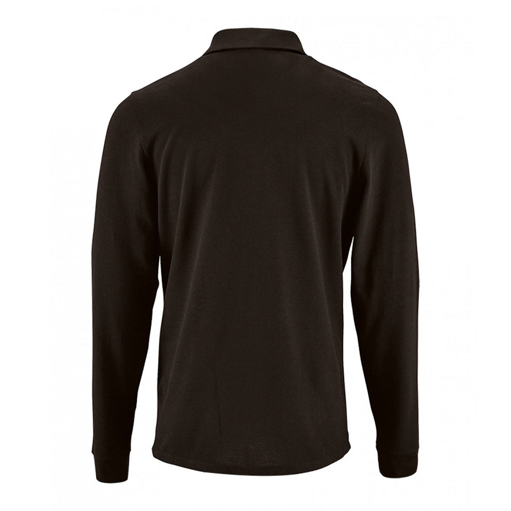 SOL'S Men's Black Perfect Long Sleeve Pique Polo Shirt