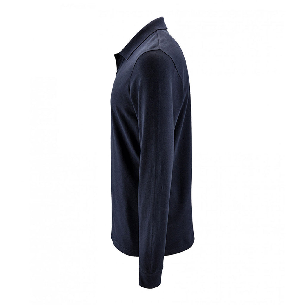 SOL'S Men's French Navy Perfect Long Sleeve Pique Polo Shirt