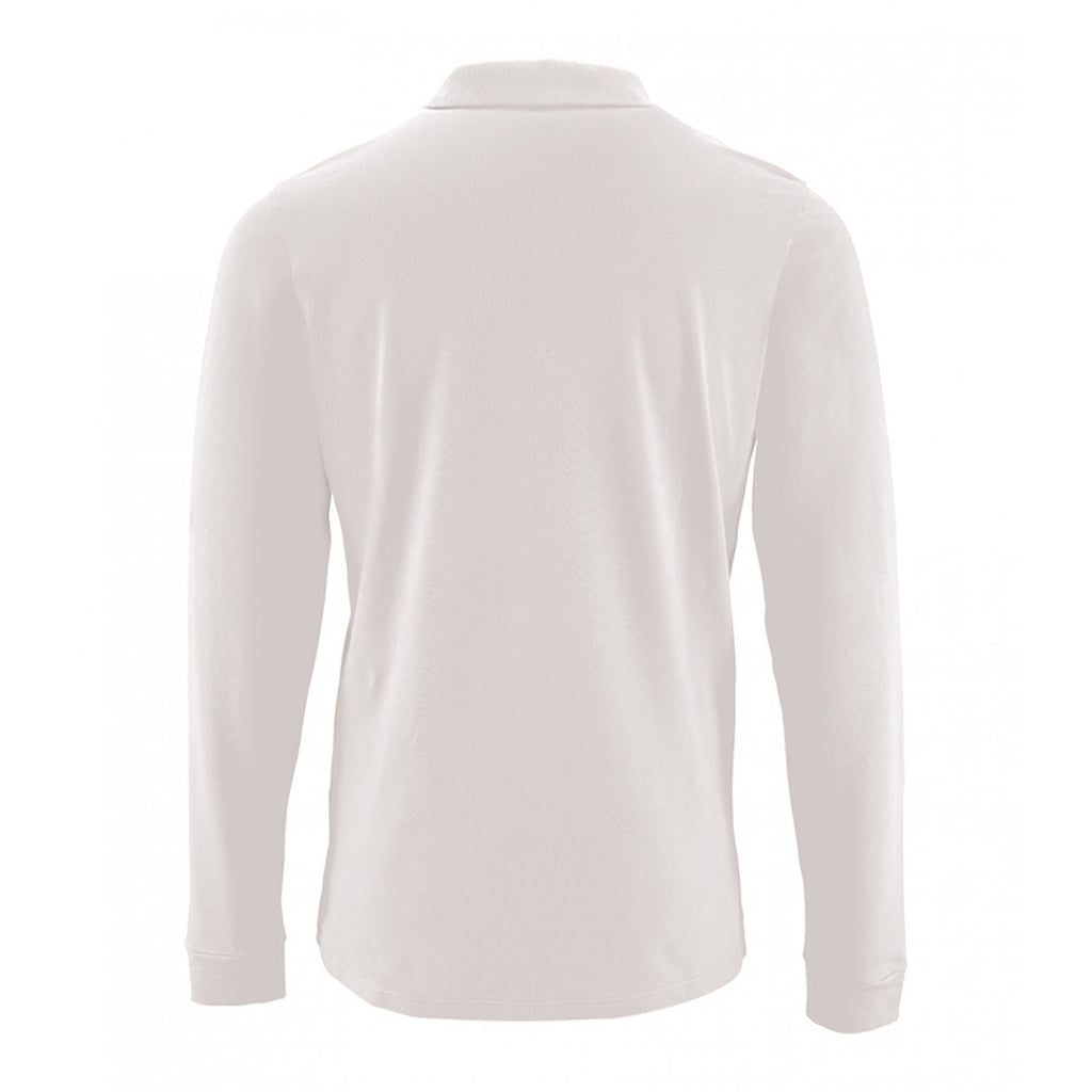 SOL'S Men's White Perfect Long Sleeve Pique Polo Shirt