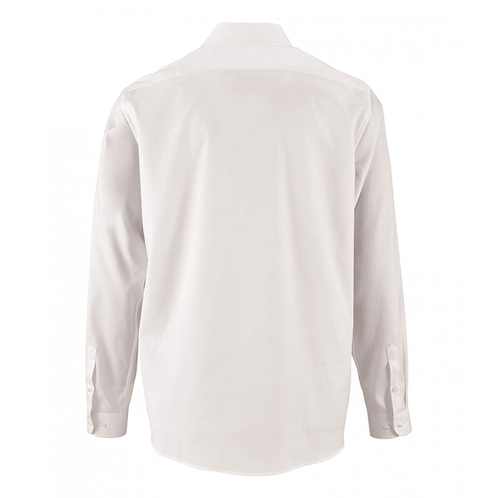 SOL'S Men's White Brody Herringbone Long Sleeve Shirt