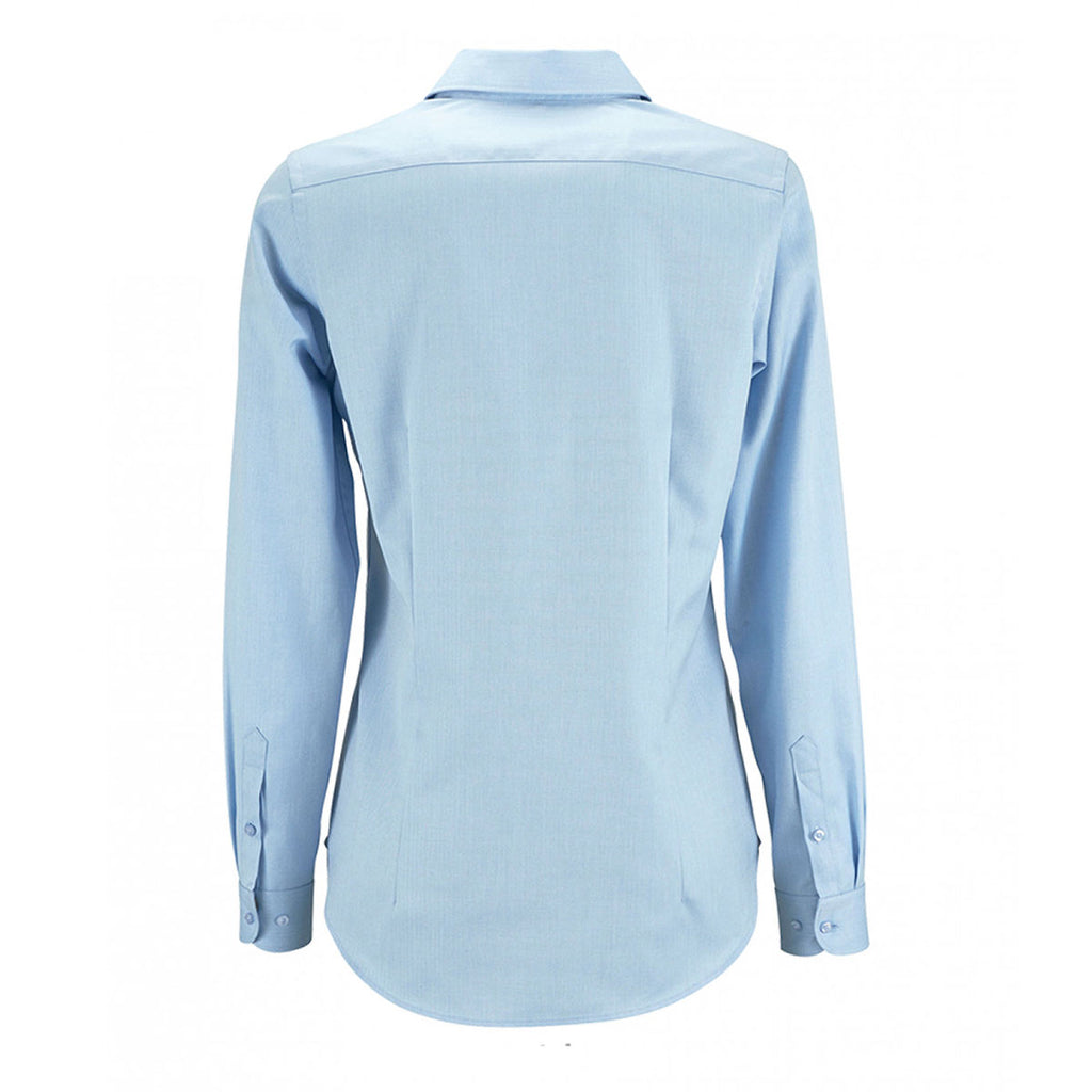 SOL'S Women's Sky Blue Brody Herringbone Long Sleeve Shirt