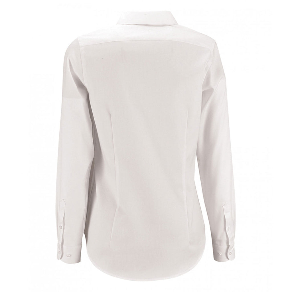SOL'S Women's White Brody Herringbone Long Sleeve Shirt