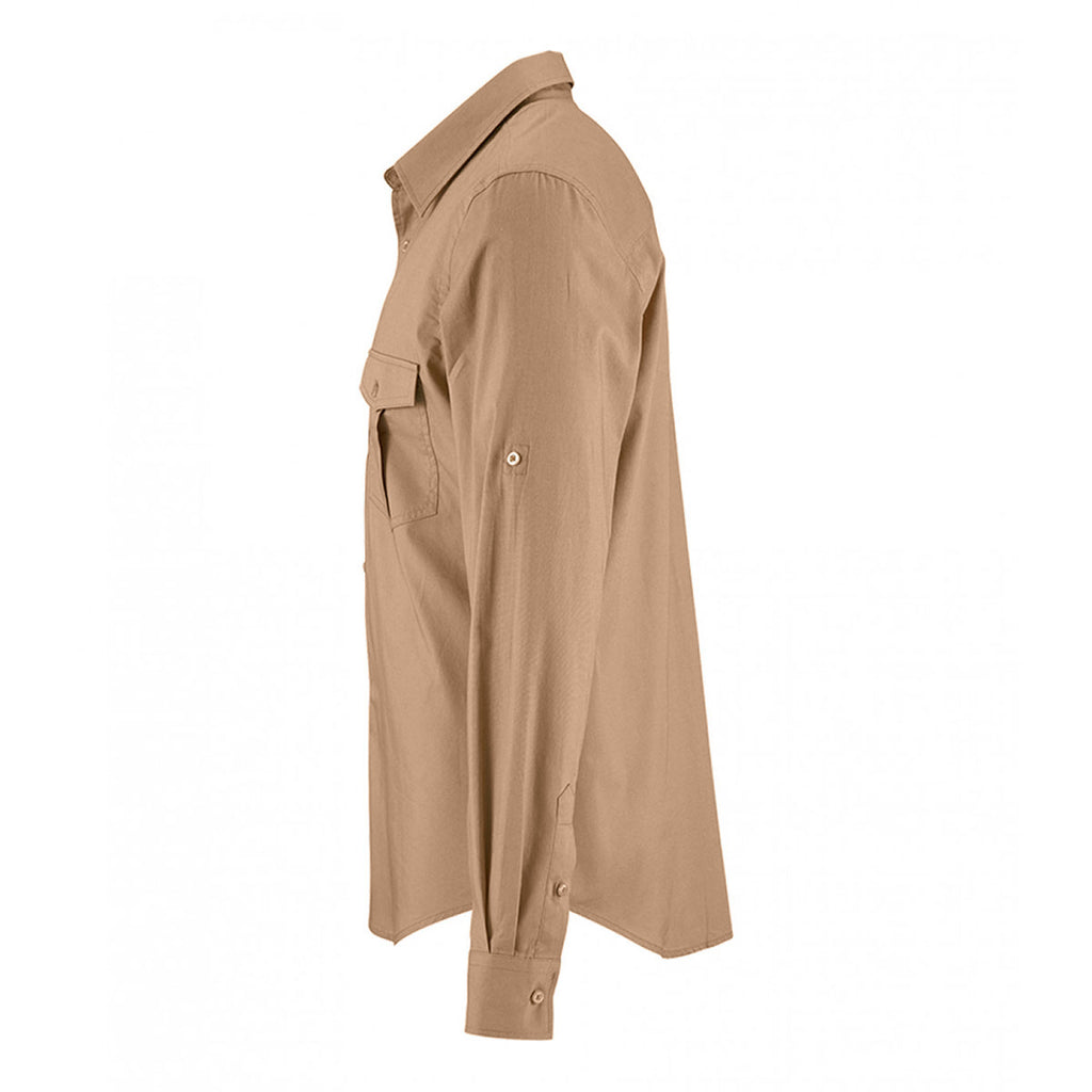 SOL'S Men's Chestnut Burma Roll Sleeve Poplin Shirt