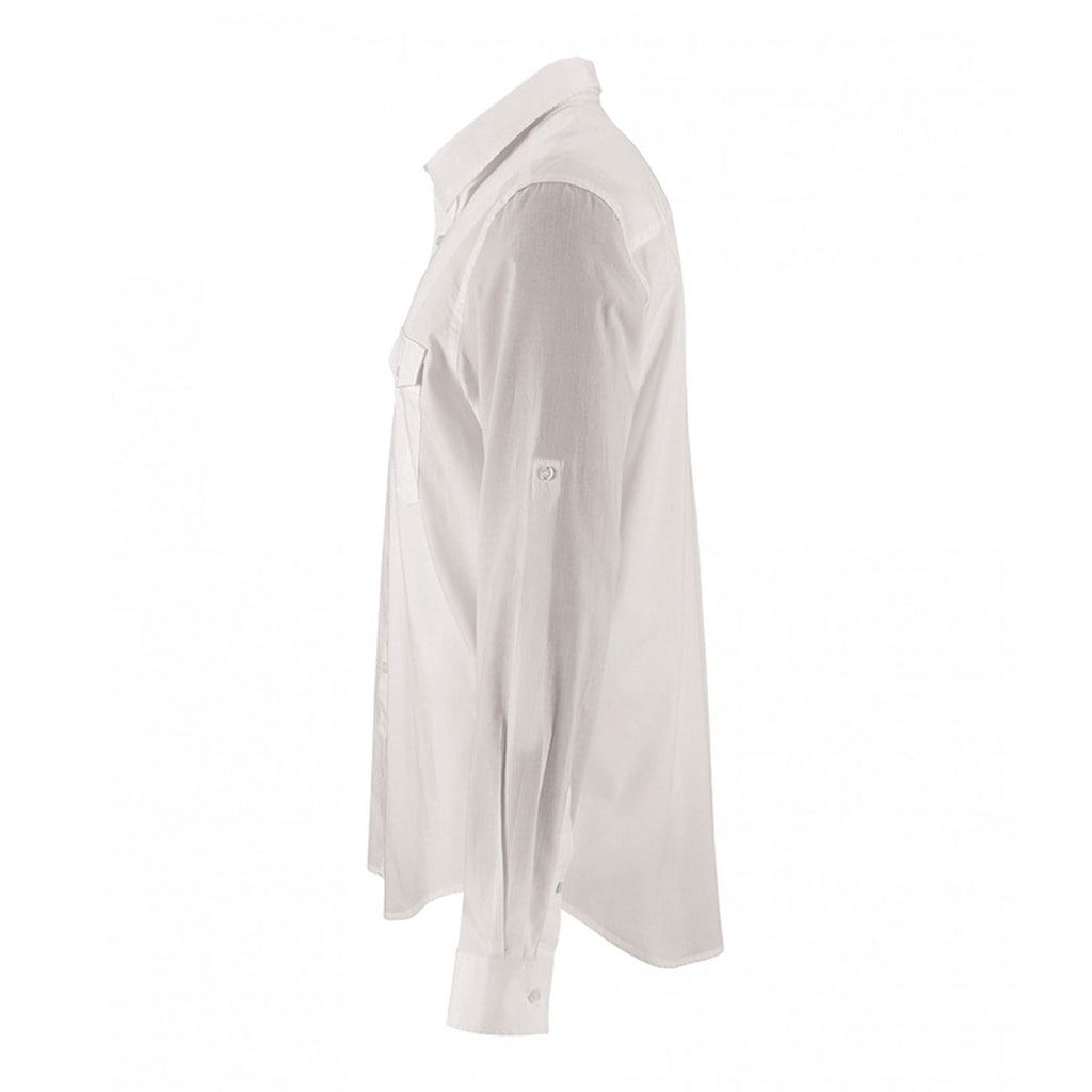 SOL'S Men's White Burma Roll Sleeve Poplin Shirt