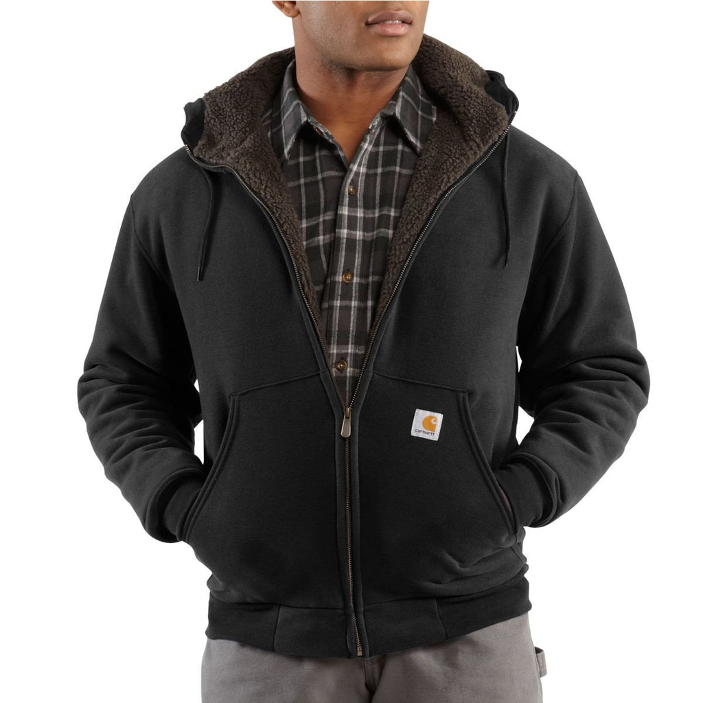 Carhartt Men's Black Collinston Brushed Fleece Sherpa Lined Sweatshirt