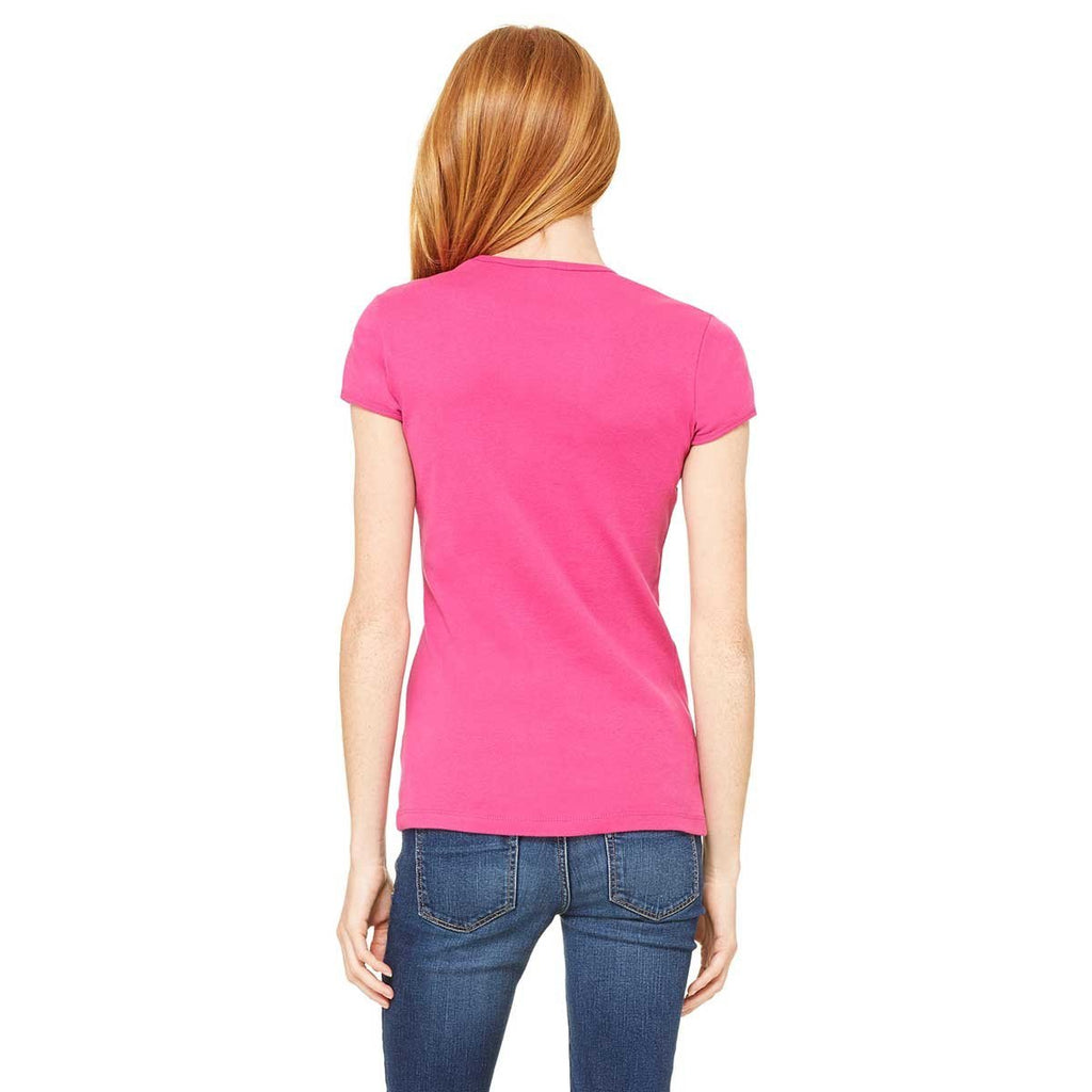 Bella + Canvas Women's Fuchsia Stretch Rib Short-Sleeve T-Shirt