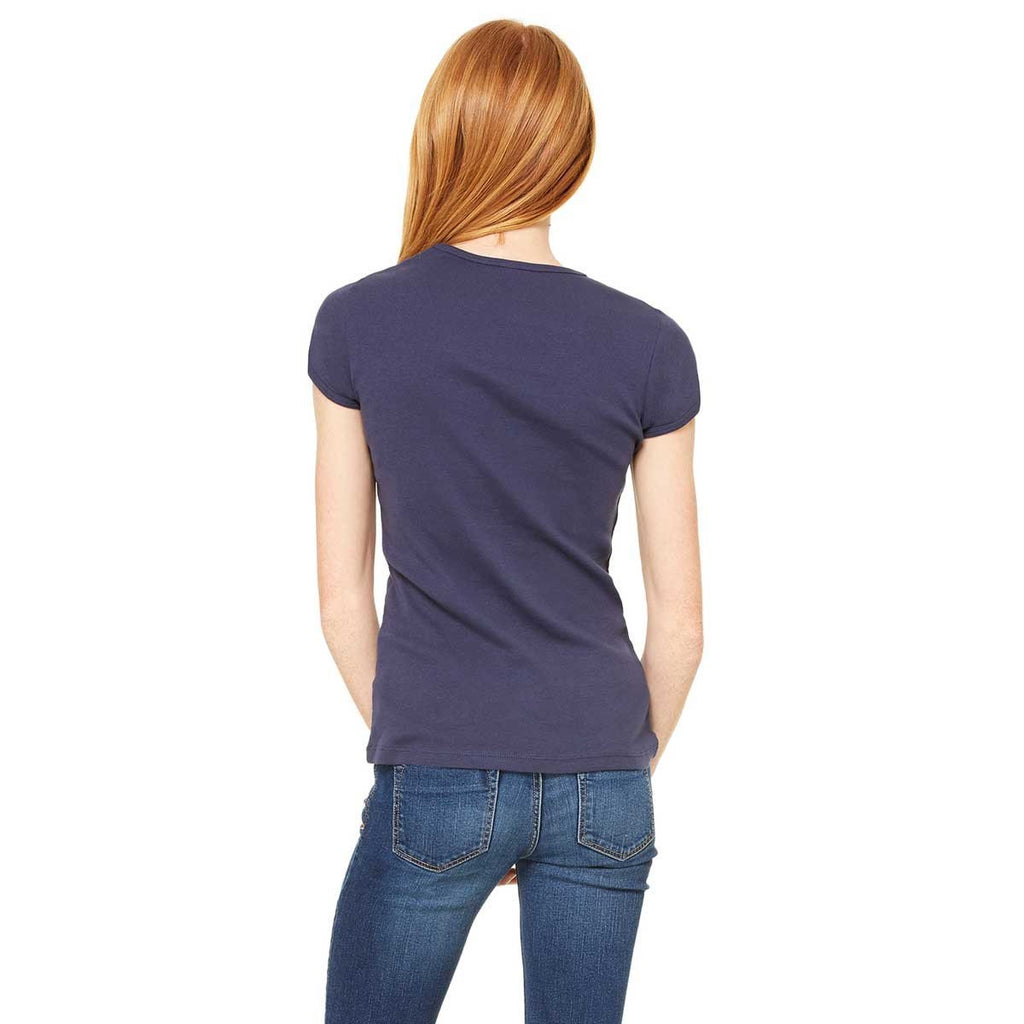 Bella + Canvas Women's Navy Stretch Rib Short-Sleeve T-Shirt