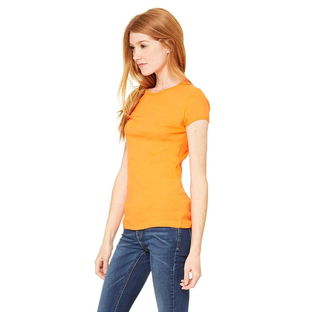 Bella + Canvas Women's Orange Stretch Rib Short-Sleeve T-Shirt