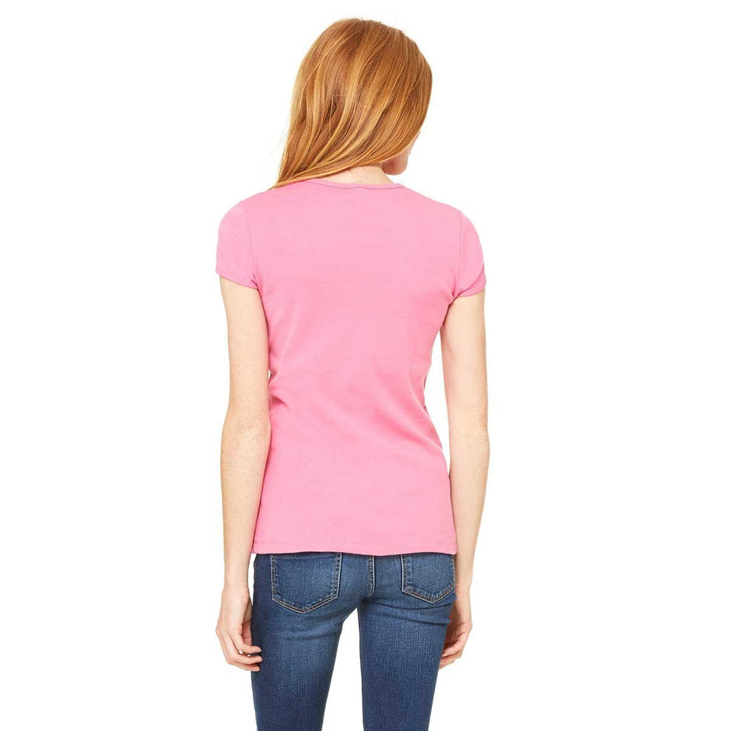 Bella + Canvas Women's Pink Stretch Rib Short-Sleeve T-Shirt