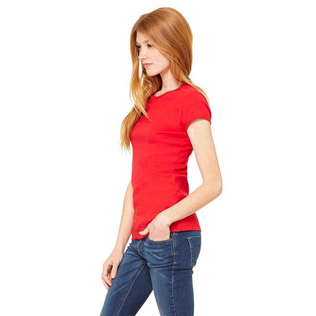 Bella + Canvas Women's Red Stretch Rib Short-Sleeve T-Shirt