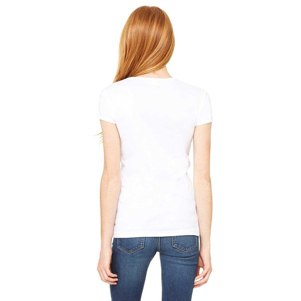 Bella + Canvas Women's White Stretch Rib Short-Sleeve T-Shirt