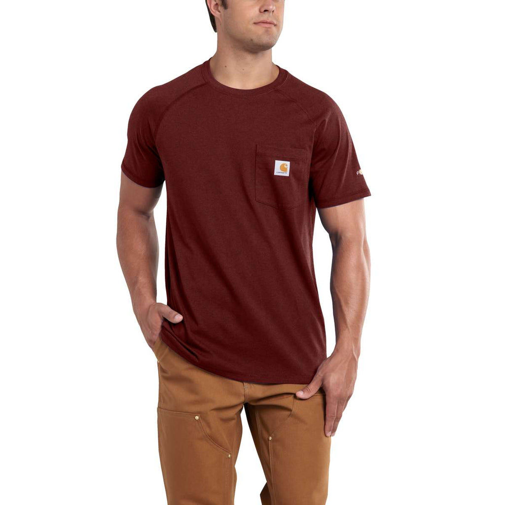 Carhartt Men's Tall Red Brown Heather Force Cotton Short Sleeve T-Shirt