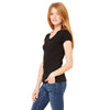 Bella + Canvas Women's Black Stretch Rib Short-Sleeve V-Neck T-Shirt