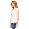 Bella + Canvas Women's Pink Stretch Rib Short-Sleeve V-Neck T-Shirt