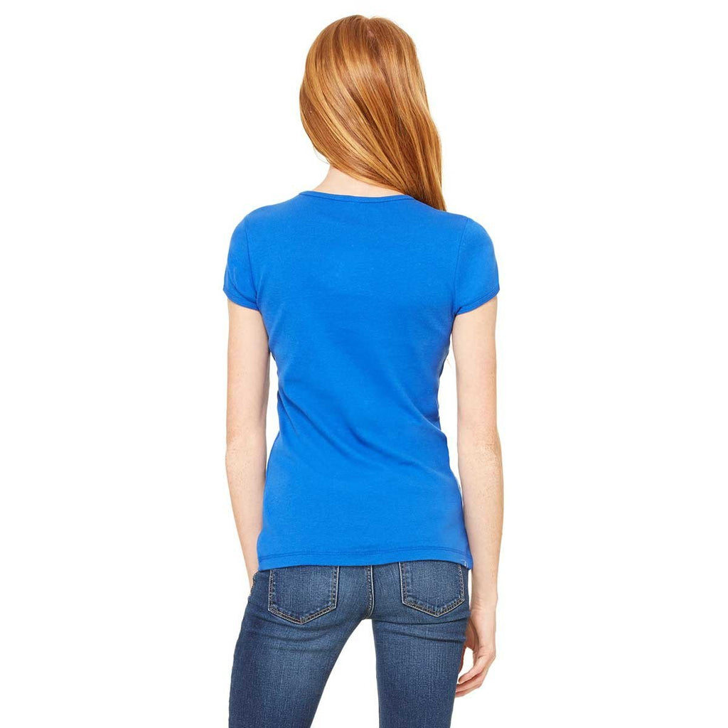 Bella + Canvas Women's True Royal Stretch Rib Short-Sleeve V-Neck T-Shirt