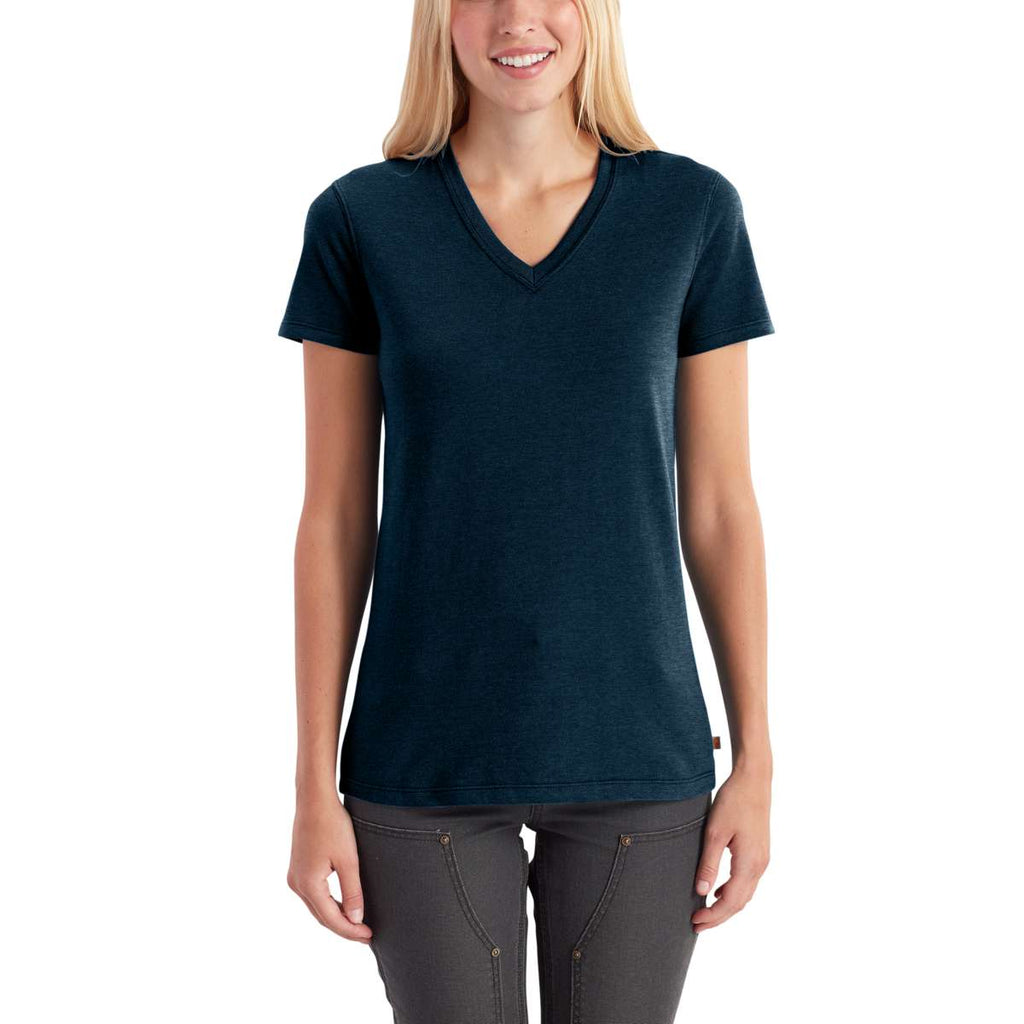 Carhartt Women's Dark Indigo Heather Lockhart Short Sleeve V-Neck T-Shirt