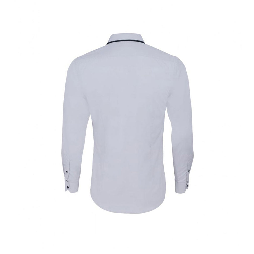 SOL'S Men's Opal Grey Baxter Long Sleeve Contrast Fitted Shirt