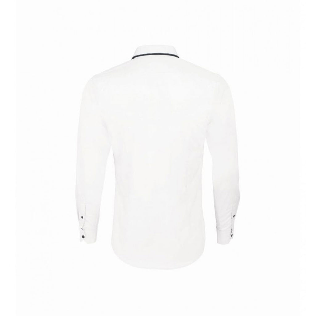 SOL'S Men's White/Black Baxter Long Sleeve Contrast Fitted Shirt