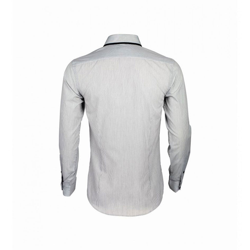 SOL'S Men's White/Black Stripe Baxter Long Sleeve Contrast Fitted Shirt