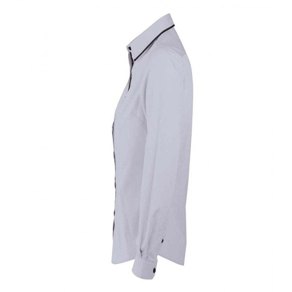 SOL'S Women's Opal Grey Baxter Long Sleeve Contrast Fitted Shirt