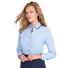SOL'S Women's Sky Blue/Navy Baxter Long Sleeve Contrast Fitted Shirt