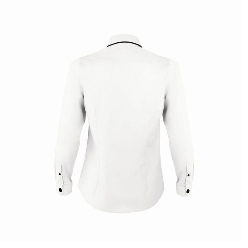 SOL'S Women's White/Black Baxter Long Sleeve Contrast Fitted Shirt