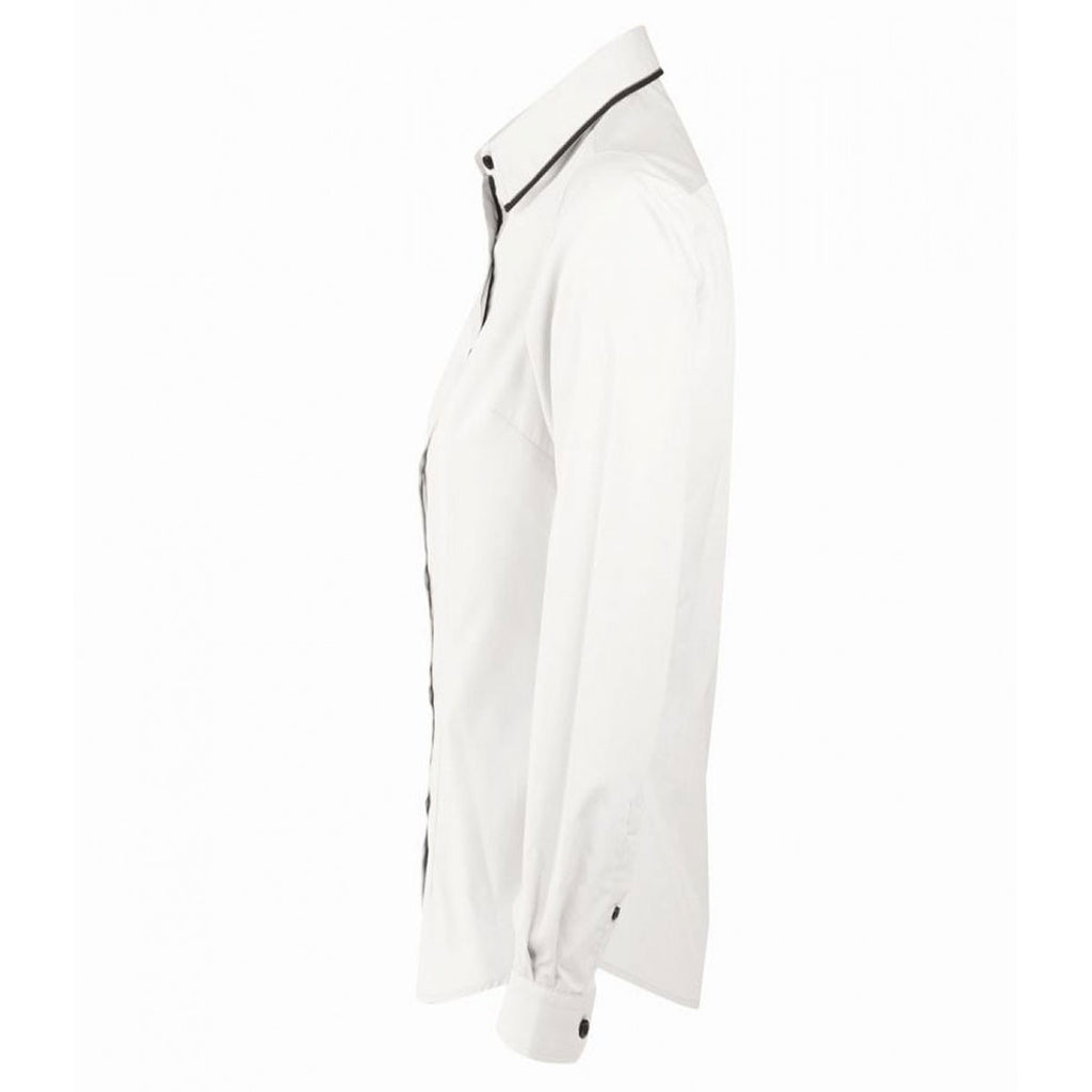 SOL'S Women's White/Black Baxter Long Sleeve Contrast Fitted Shirt